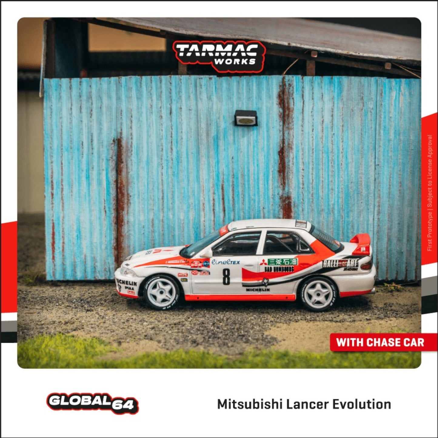 Tarmac Works - Mitsubishi Lancer Evolution, Rally Monte Carlo 1993, white/red - T64G-048-93MCR08