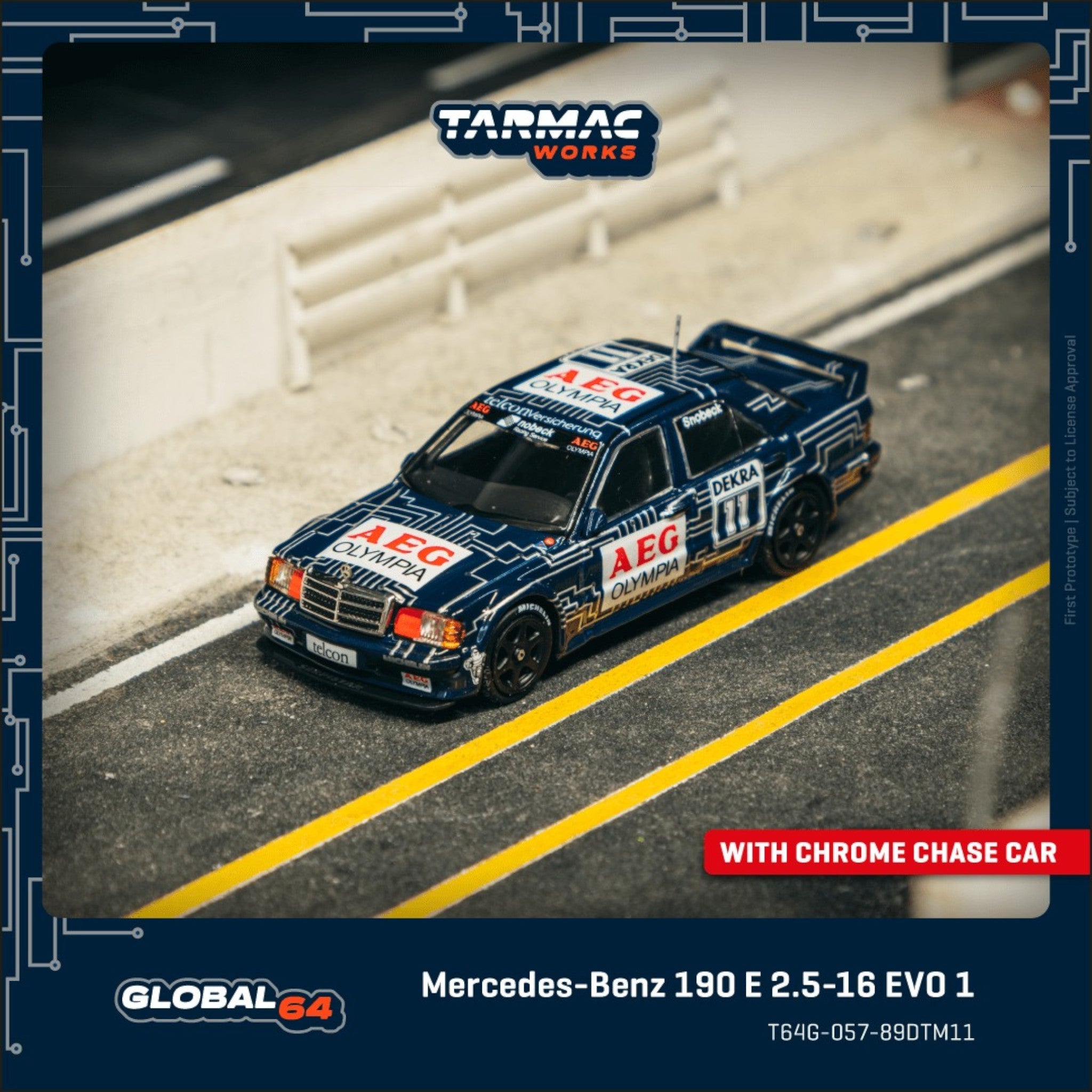 Tarmac Works - Pre-Order - Mercedes-Benz 190 E 2.5-16 EVO 1, #11 - T64G-057-89DTM11