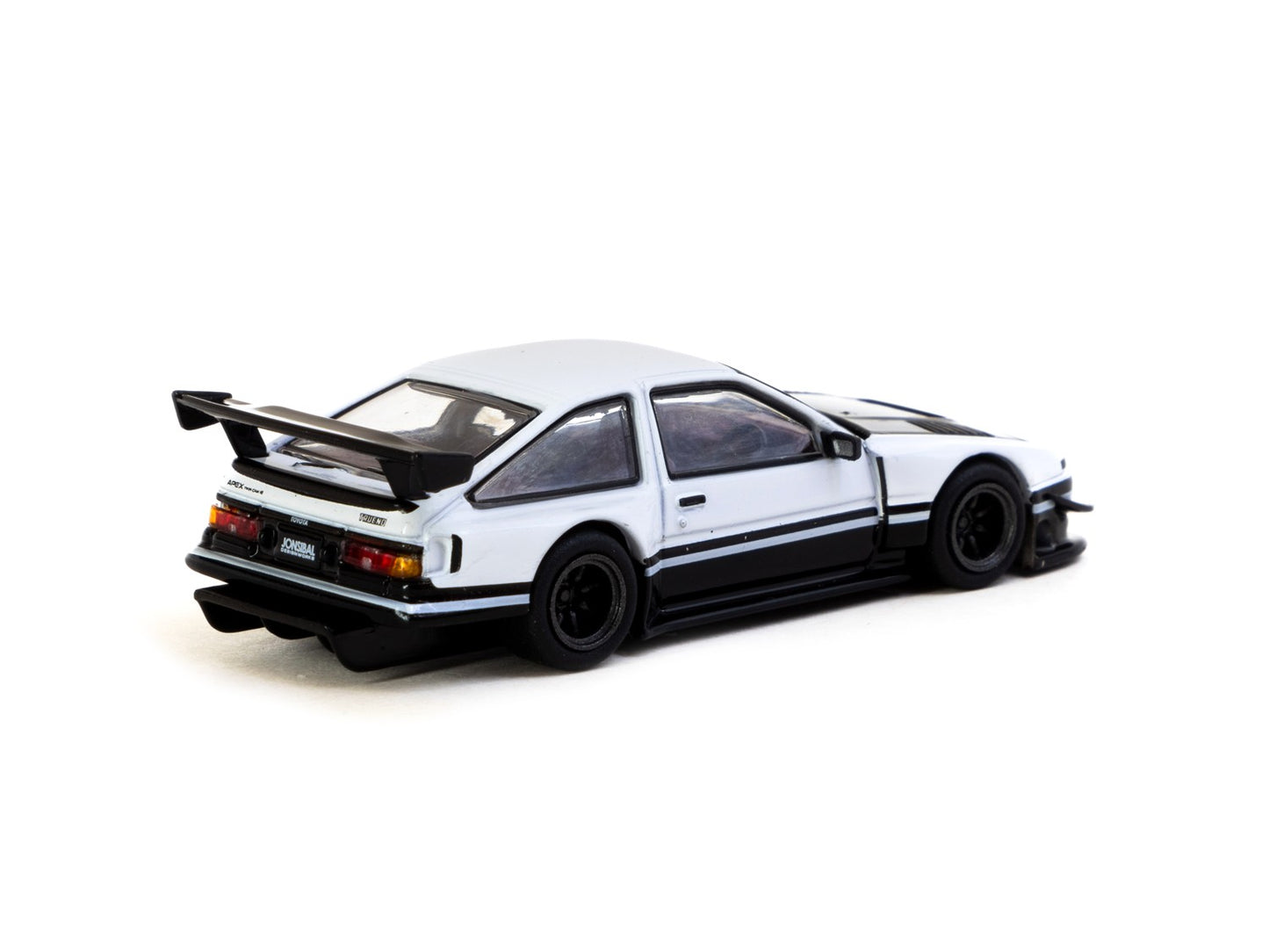 Tarmac Works - Toyota Sprinter Trueno AE86 Widebody by Jon Sibal, white/black - T64G-060-WB