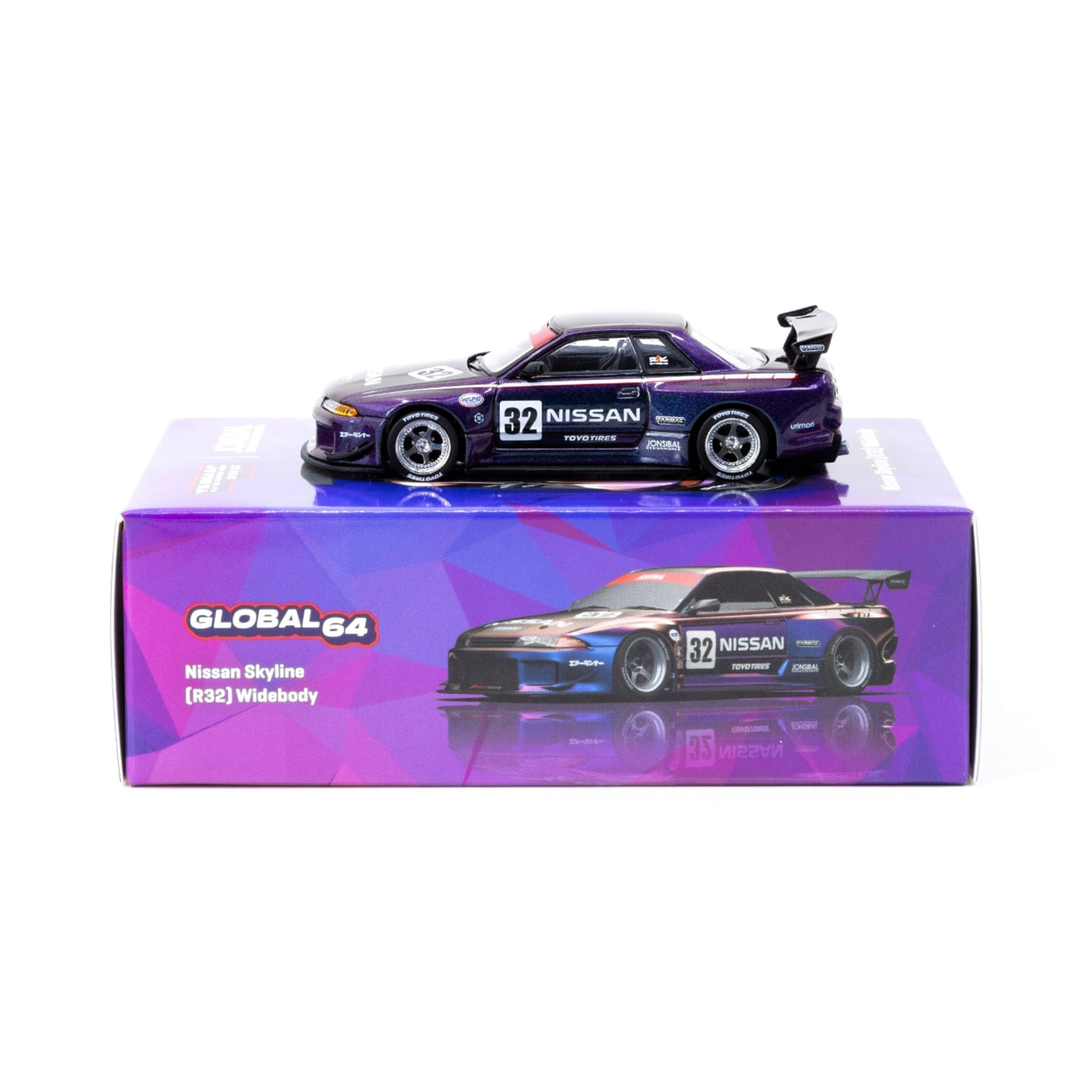 Tarmac Works - Nissan Skyline (R32) Widebody, midnight purple - T64G-061-MP