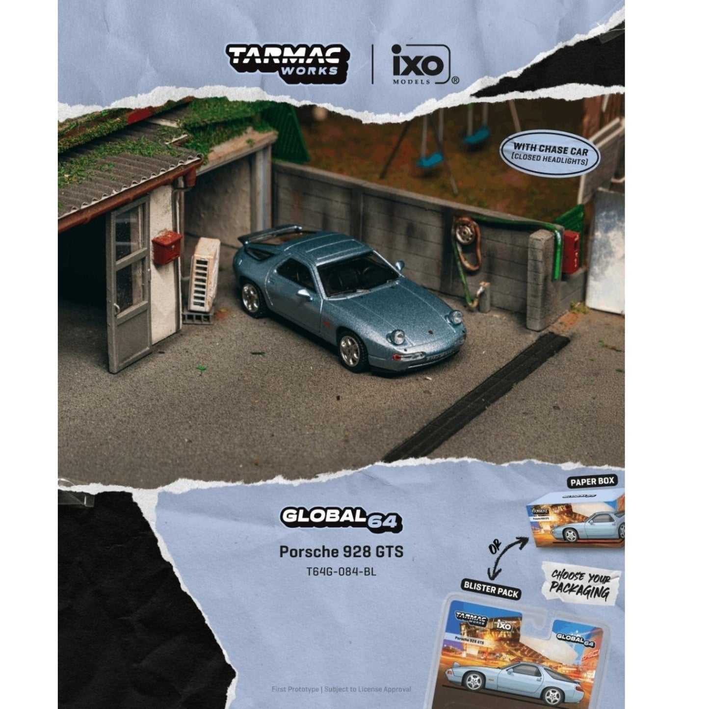 Tarmac Works - Pre-Order - PORSCHE 928 GTS BLUE METALLIC - T64G-084-BL