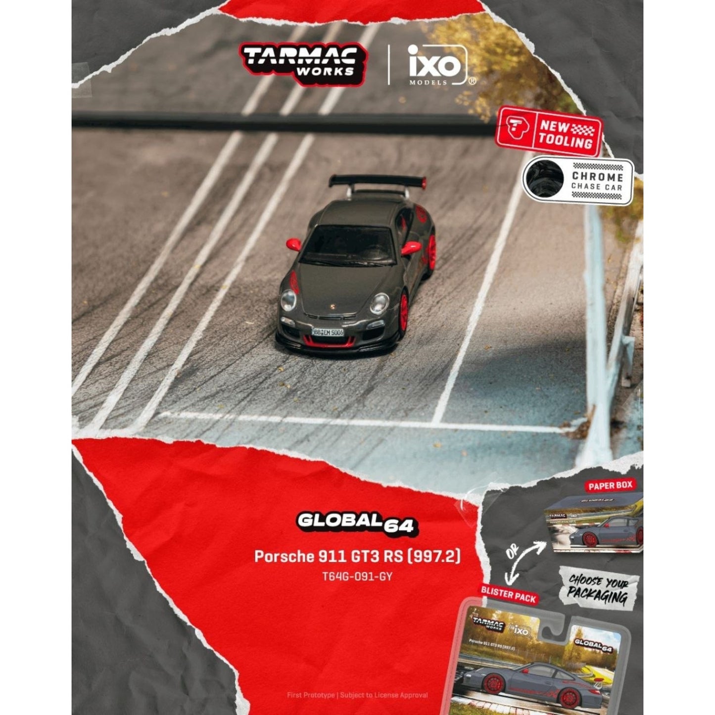 Tarmac Works - Pre-Order - PORSCHE 991 (997) GT3 RS GREY - T64G-091-GY