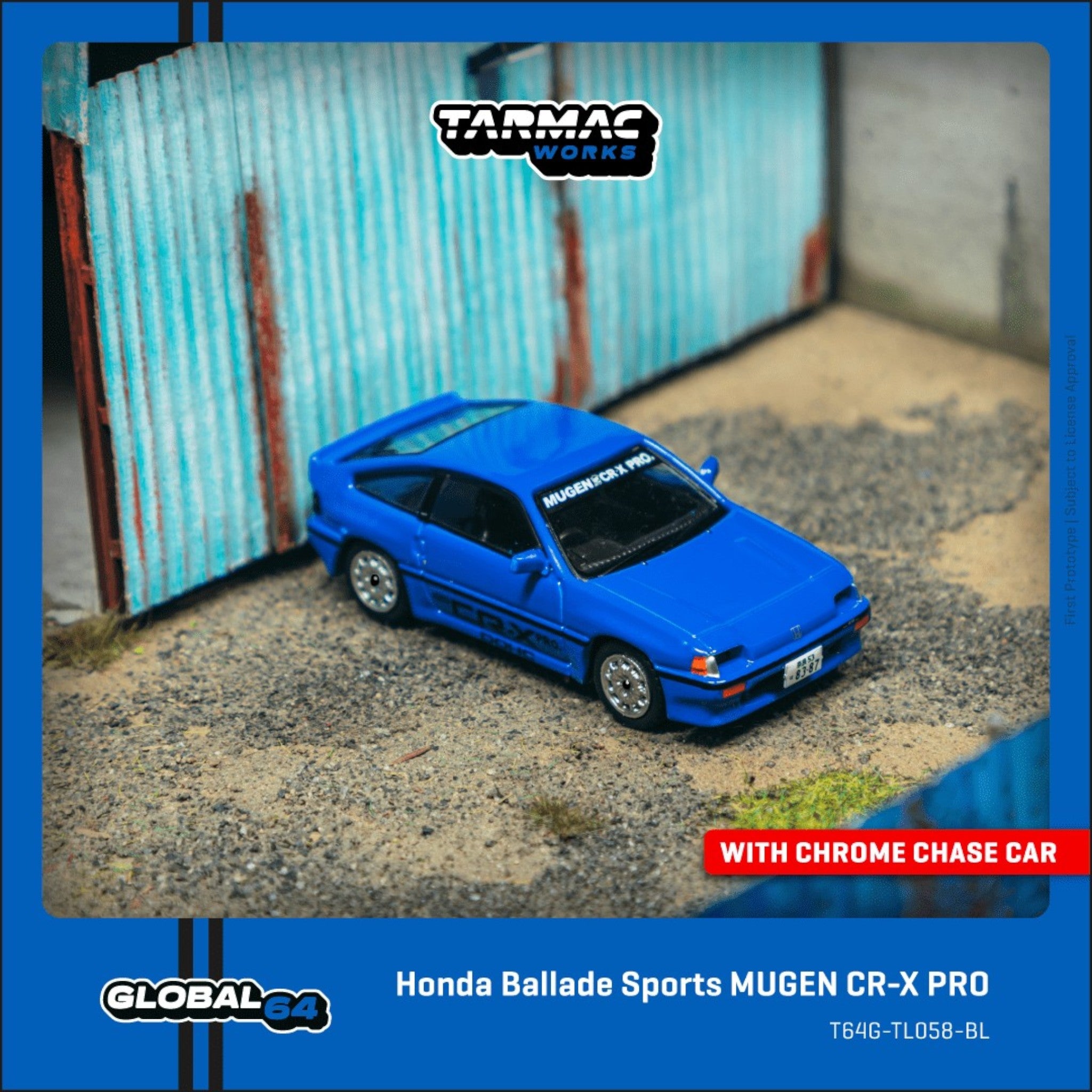 Tarmac Works - Pre-Order - Honda Ballade Sports MUGEN CR-X PRO, blue - T64G-TL058-BL