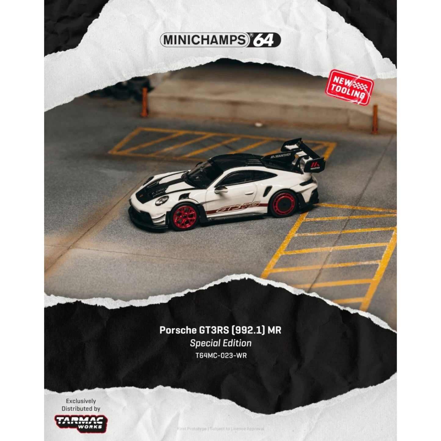 Tarmac Works x Minichamps - Pre-Order - Porsche GT3RS (992.1) MR White Red - T64MC-023-WR