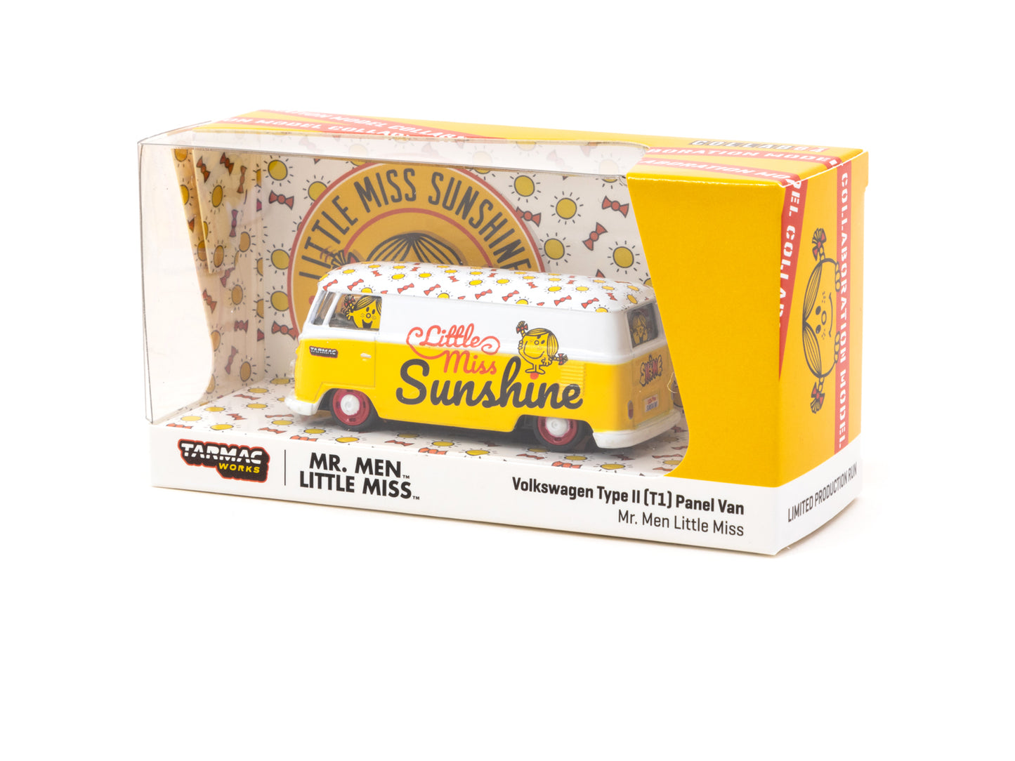Tarmac Works x Schuco - Volkswagen Type II (T1) Panel Van Mr. Men Little Miss Sunshine - T64S-005-MMLM