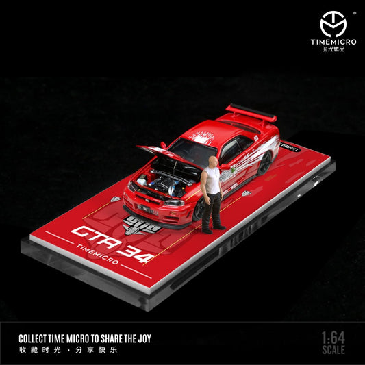 Time Micro - Nissan Skyline GT-R (R34), passion red, mit Figur - TM643435-1