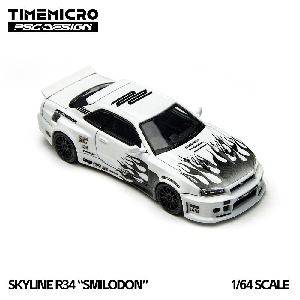 TimeMicro × PSC DESIGN - Pre-Order - Nissan Skyline GT-R (R34) "Smilodon" Black & White - TM648401