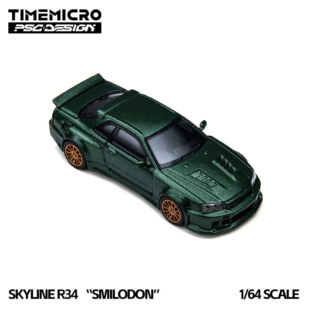 TimeMicro × PSC DESIGN - Pre-Order - Nissan Skyline GT-R (R34) "Smilodon" Dark Green - TM648406