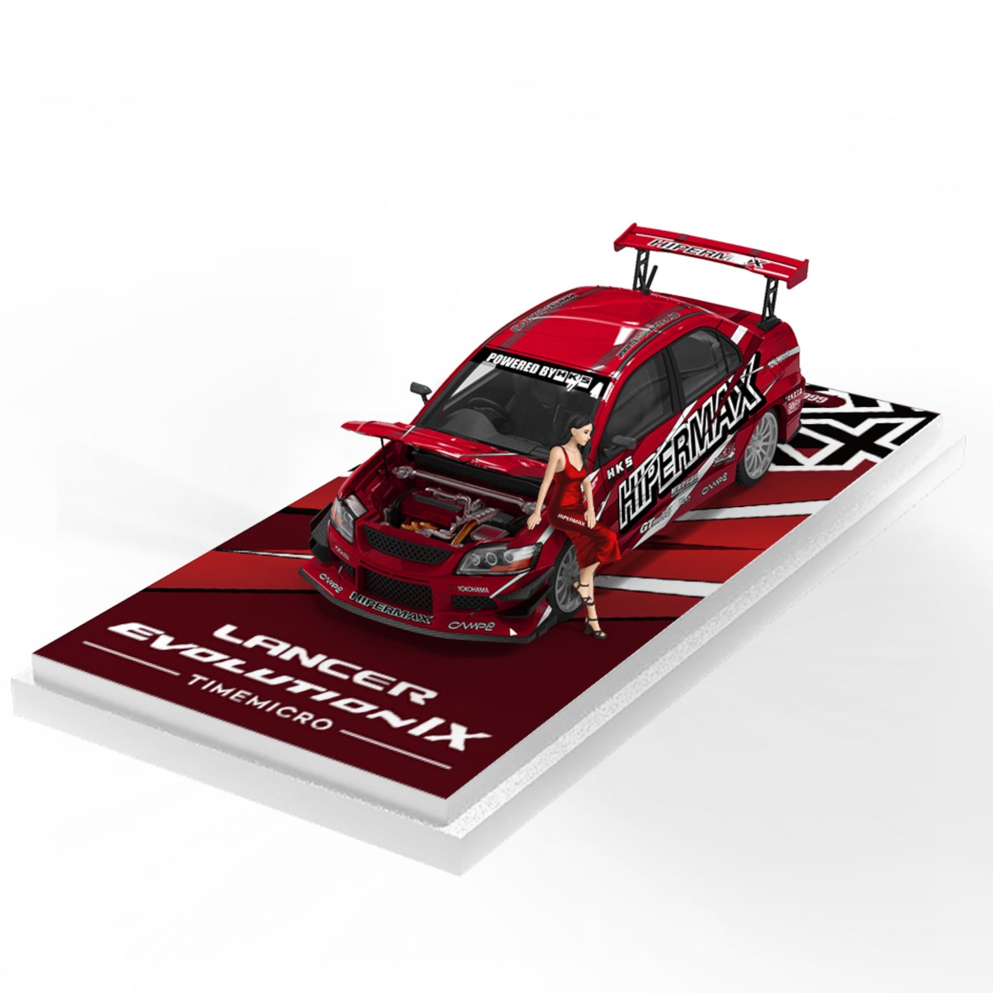 TimeMicro - Pre-Order - Mitsubishi Lancer EVO 9th Gen. Hipermax Metallic red mit Figur - TM800209-1
