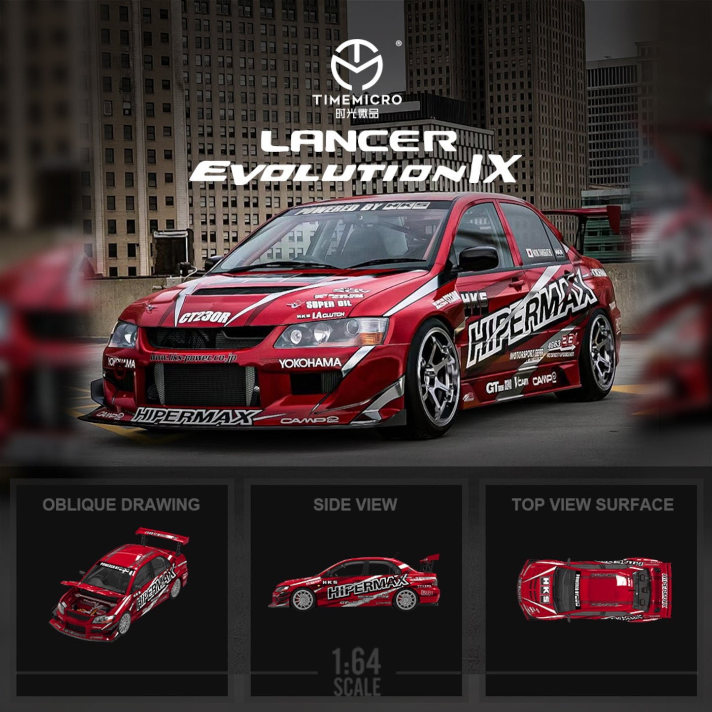 TimeMicro - Pre-Order - Mitsubishi Lancer EVO 9th Gen. Hipermax Metallic red - TM800209