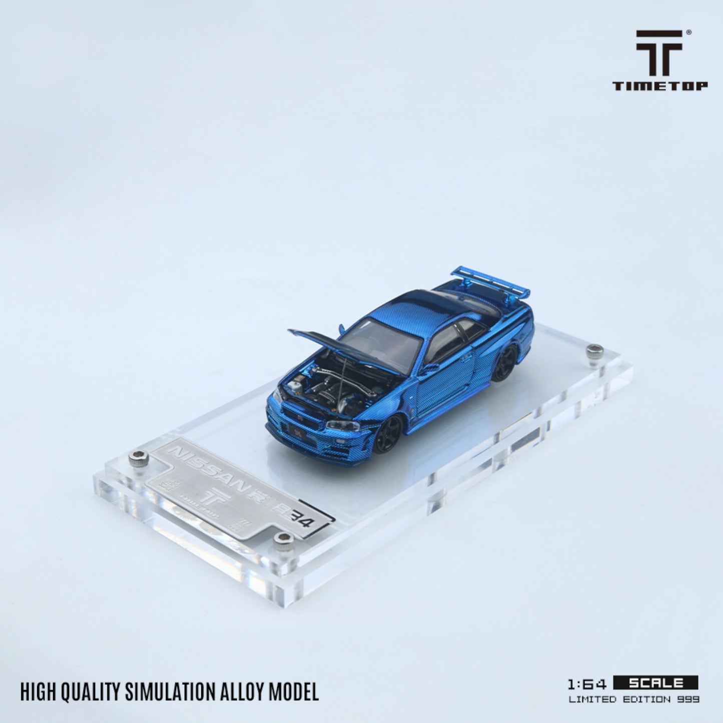 TimeTop - Pre-Order - Nissan Skyline GT-R (R34) - Galvanik Blue Carbon - Boxset - TT643437