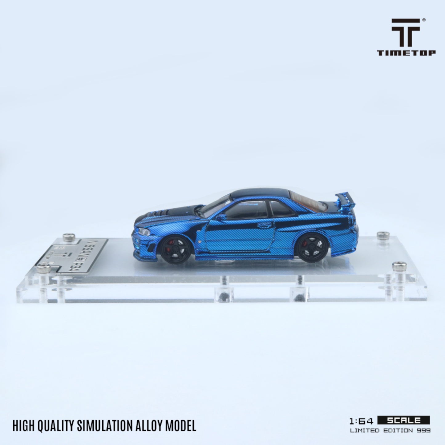 TimeTop - Pre-Order - Nissan Skyline GT-R (R34) - Galvanik Blue Carbon - Boxset - TT643437