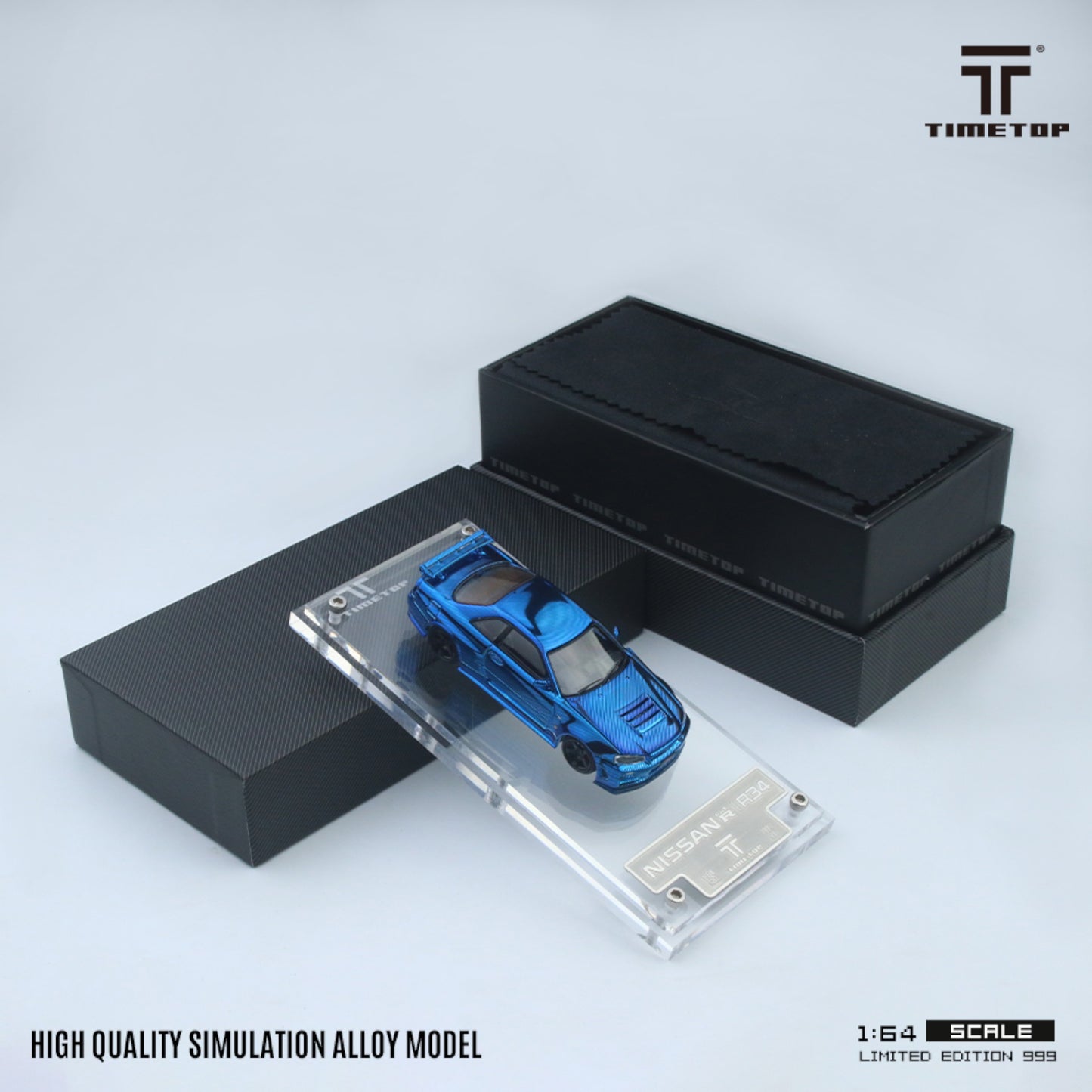 TimeTop - Pre-Order - Nissan Skyline GT-R (R34) - Galvanik Blue Carbon - Boxset - TT643437