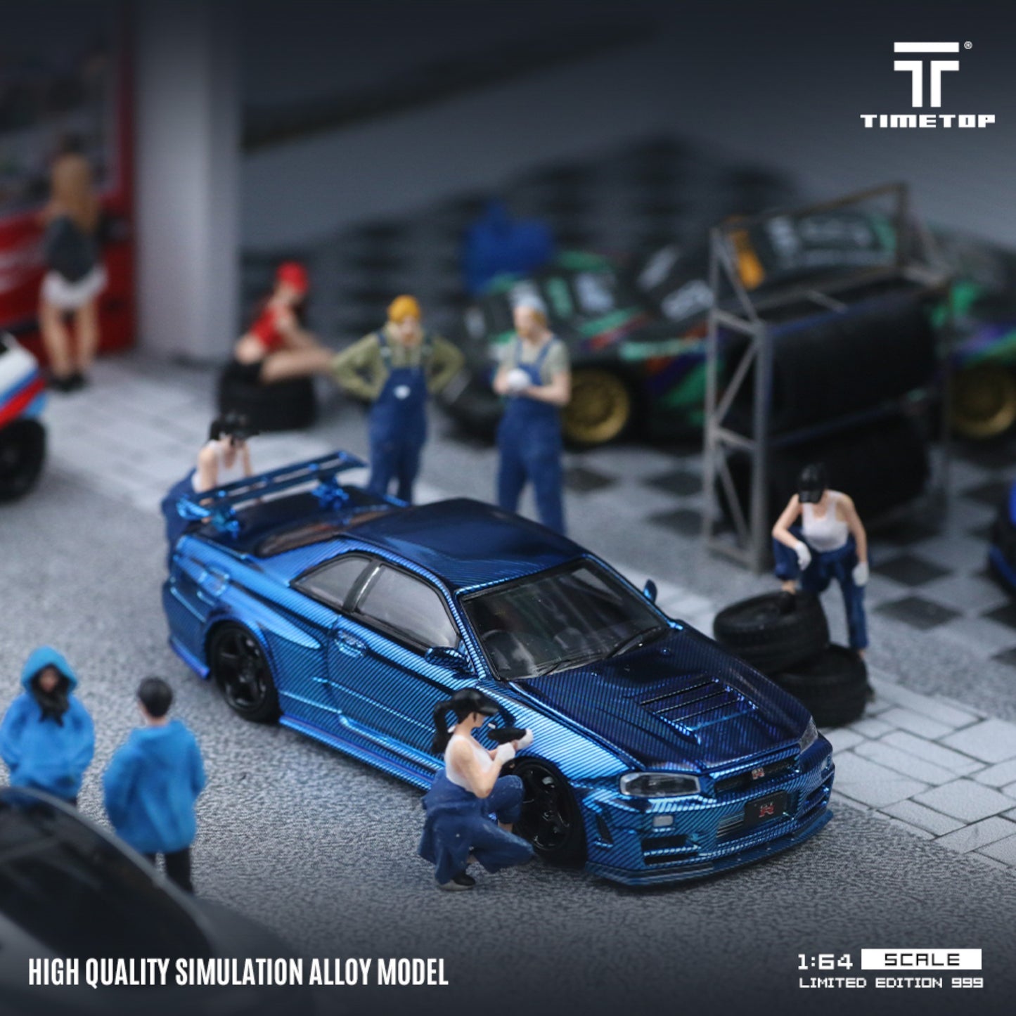 TimeTop - Pre-Order - Nissan Skyline GT-R (R34) - Galvanik Blue Carbon - Boxset - TT643437