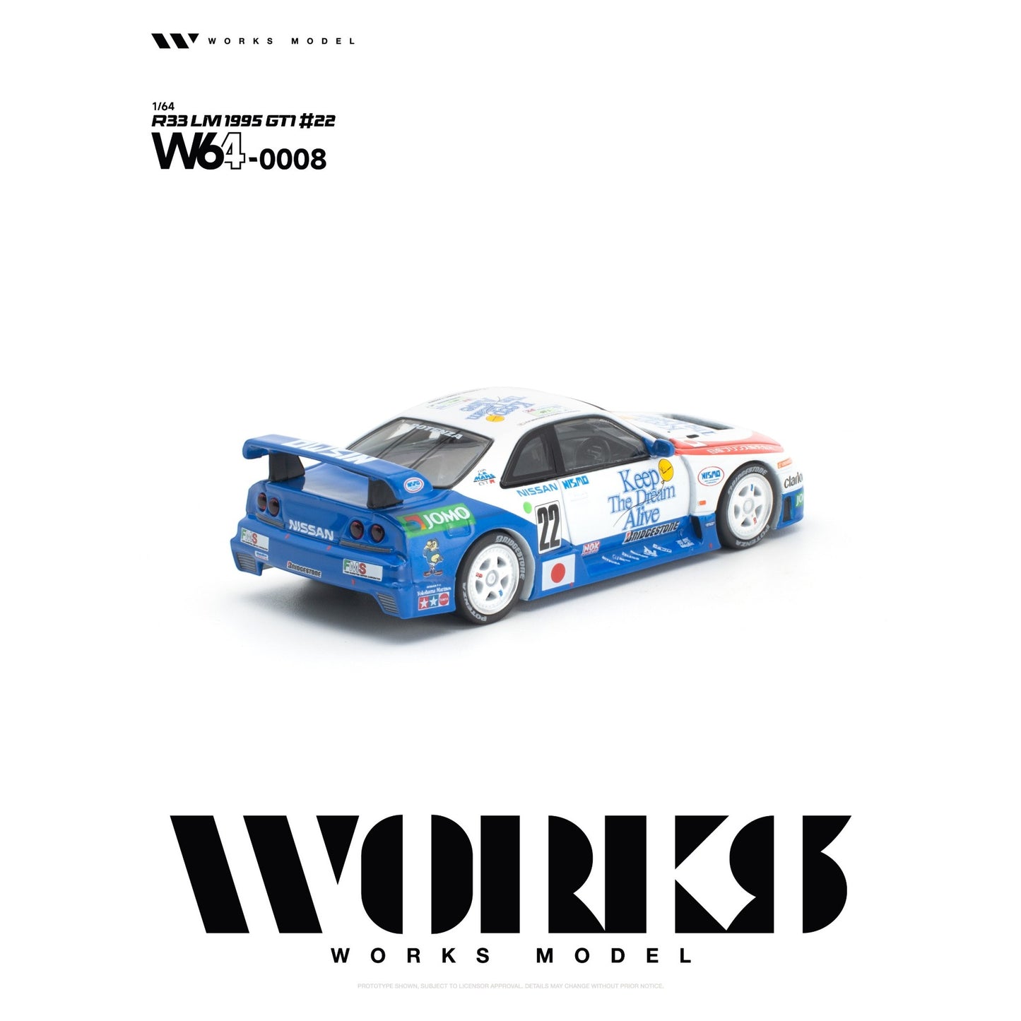 Works - Pre-Order - Nissan R33 LM GT1 #22, blue/white/red - W64-0008