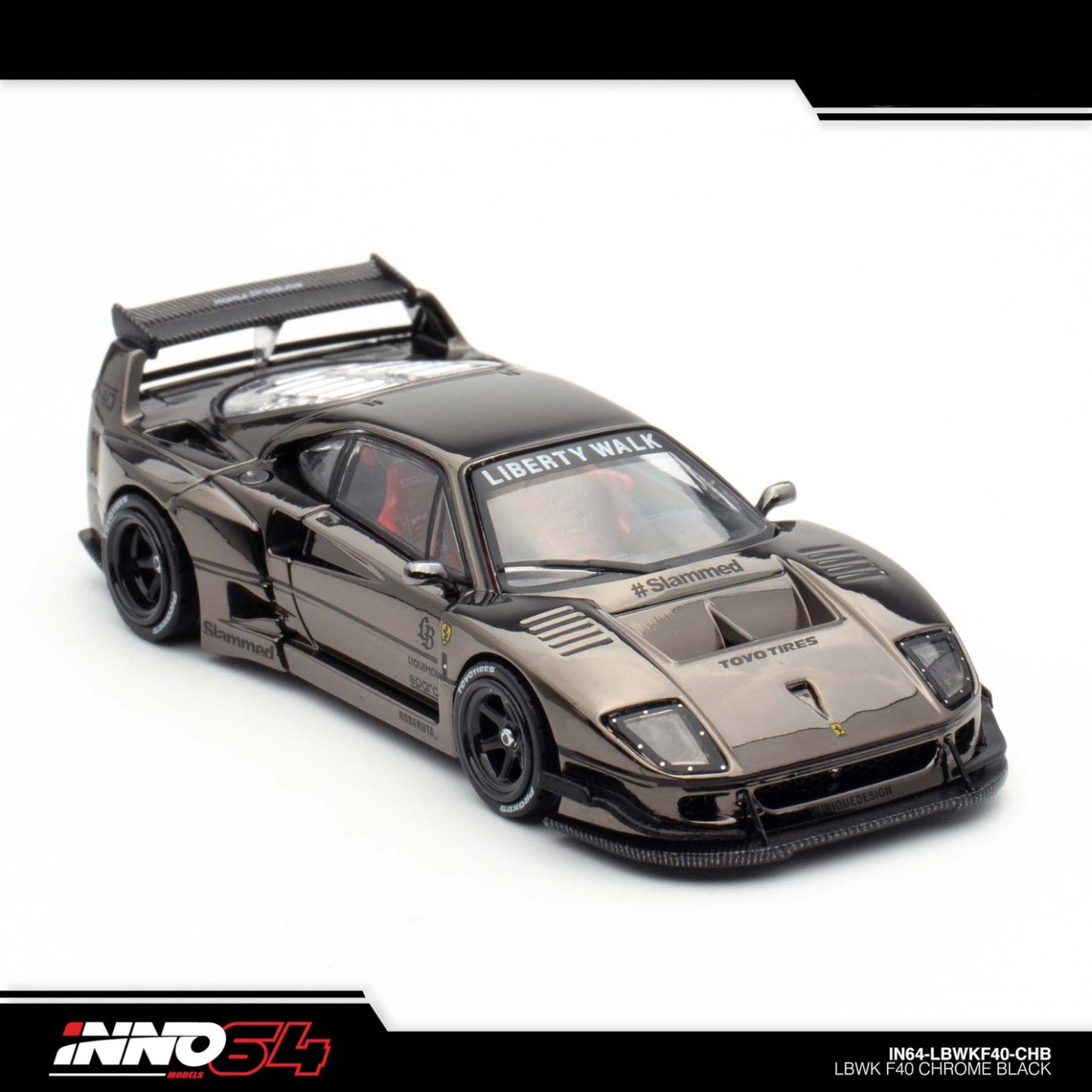 INNO64 - LBWK Ferrari F40 Chrome Black - 1:64 - IN64-LBWKF40-CHB