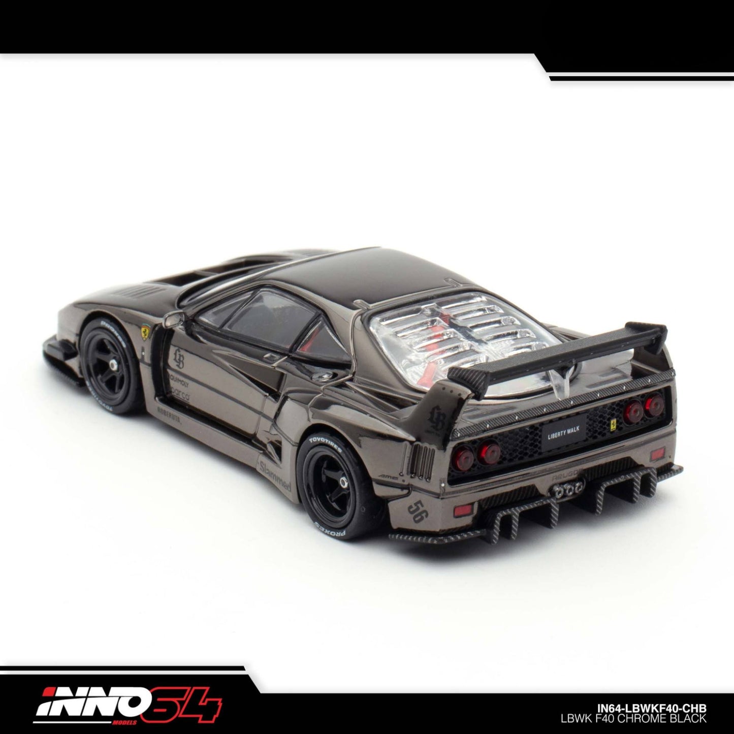 INNO64 - LBWK Ferrari F40 Chrome Black - 1:64 - IN64-LBWKF40-CHB
