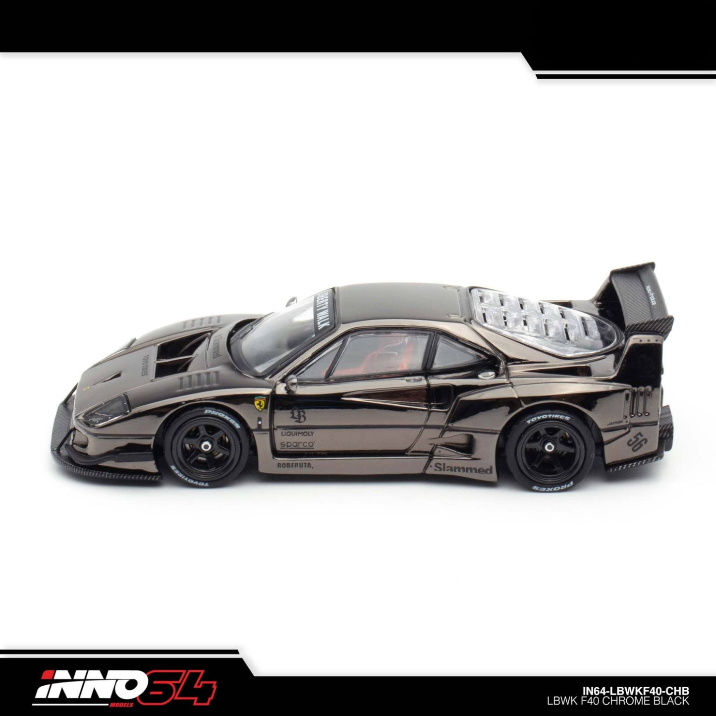 INNO64 - LBWK Ferrari F40 Chrome Black - 1:64 - IN64-LBWKF40-CHB