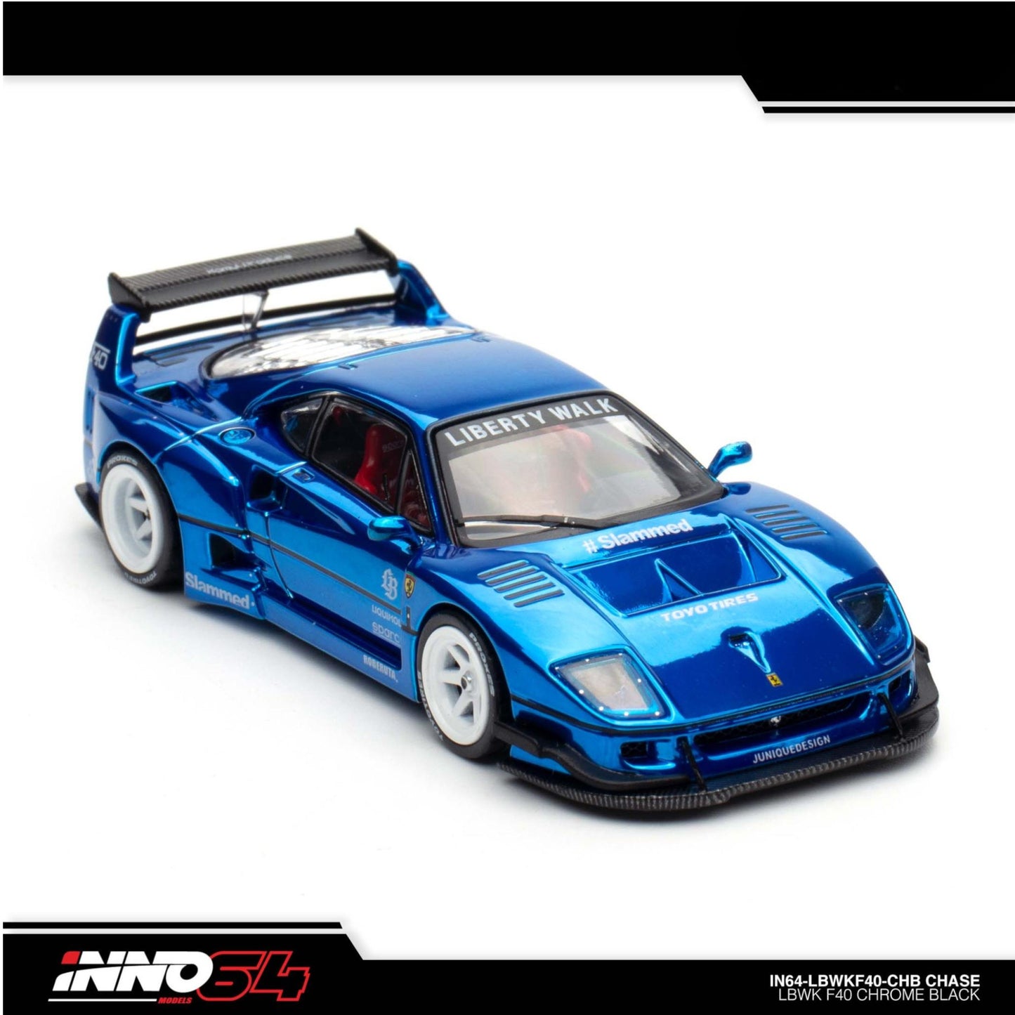 INNO64 - LBWK Ferrari F40 Chrome Black - IN64-LBWKF40-CHB - Chase Car