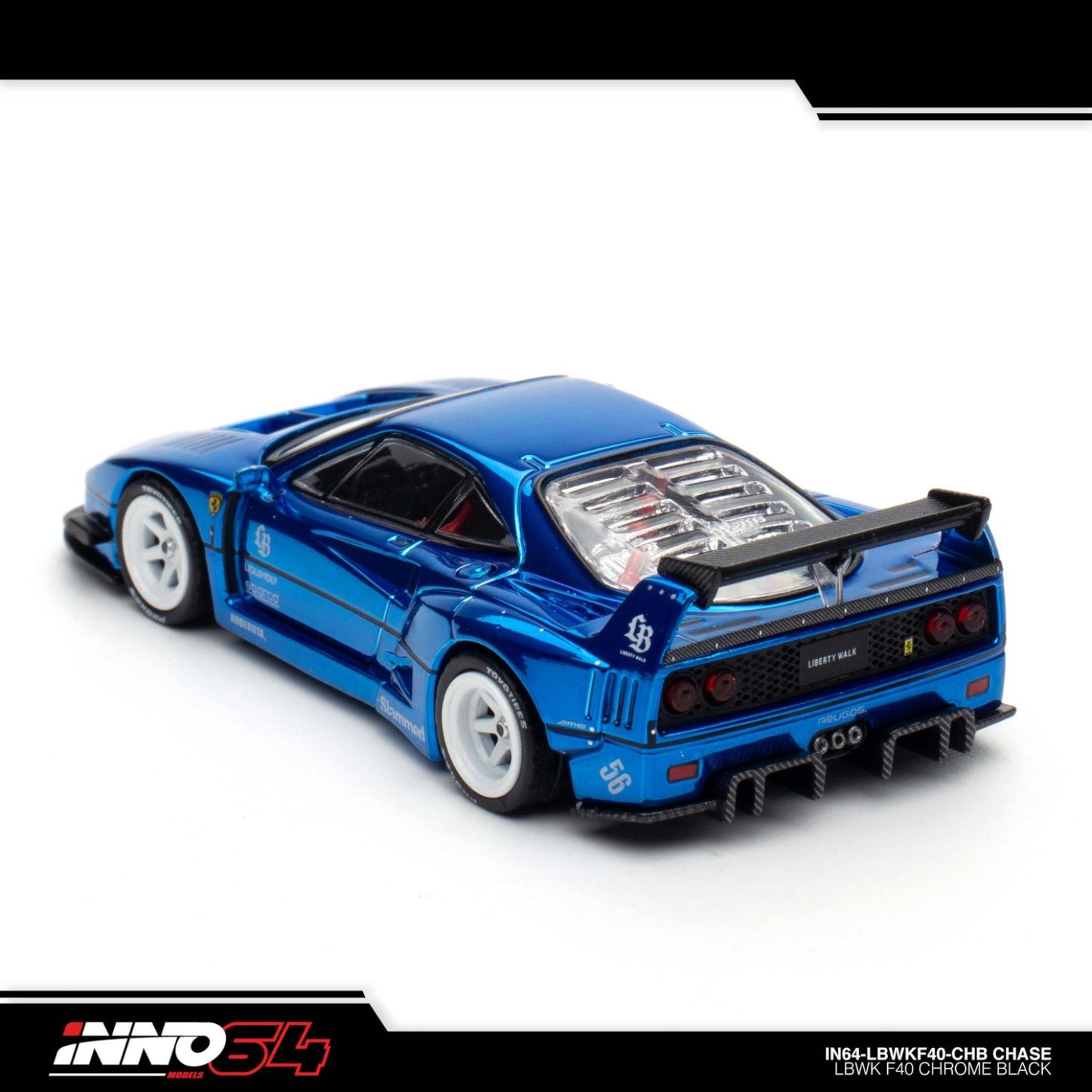 INNO64 - LBWK Ferrari F40 Chrome Black - IN64-LBWKF40-CHB - Chase Car