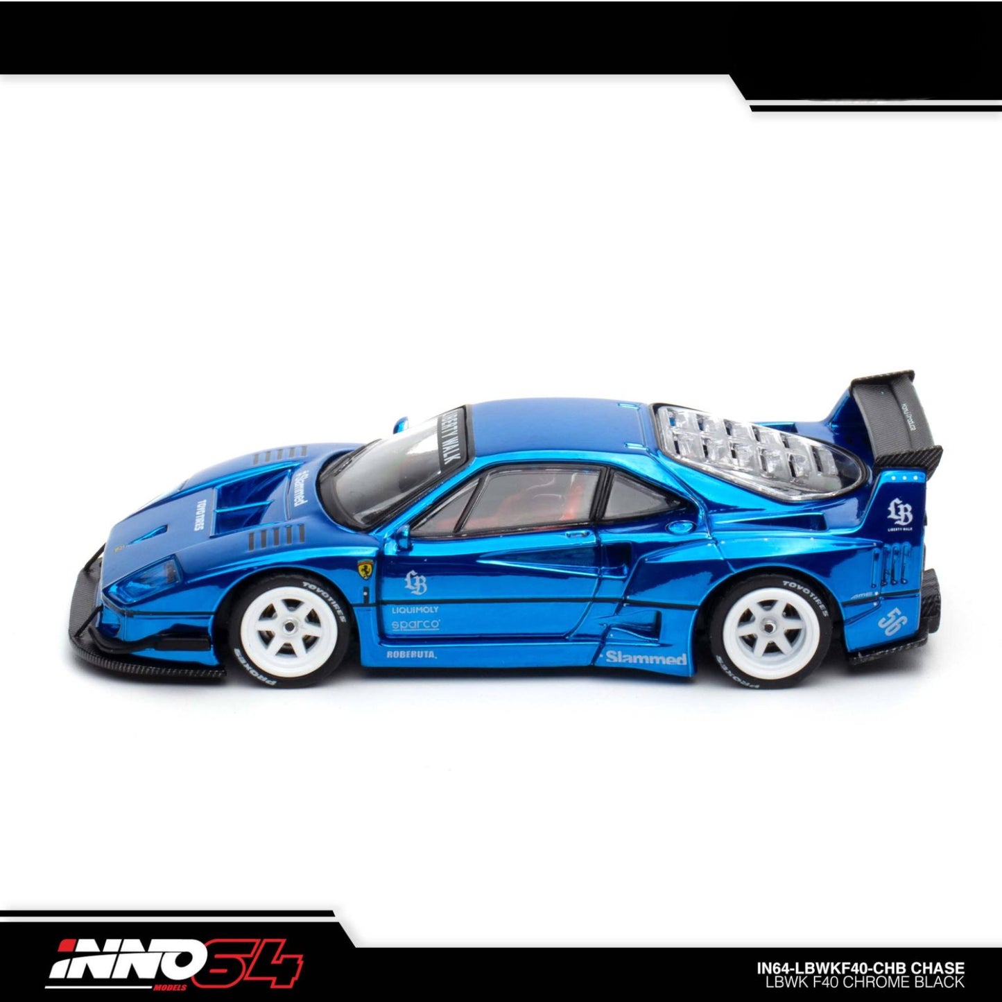 INNO64 - LBWK Ferrari F40 Chrome Black - IN64-LBWKF40-CHB - Chase Car