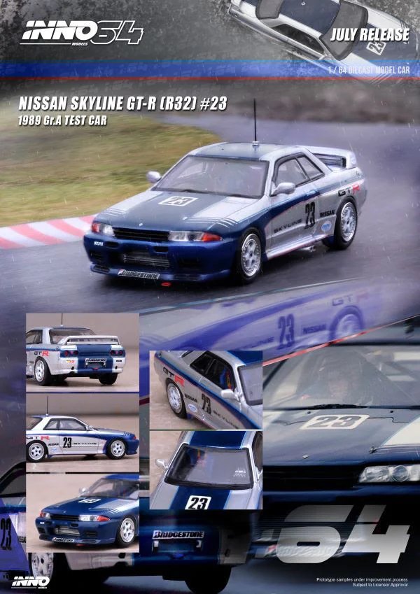 INNO64 - Nissan Skyline GT-R (R32) #23 GR.A Test Car 1989, blue/white - IN64-R32-89TC