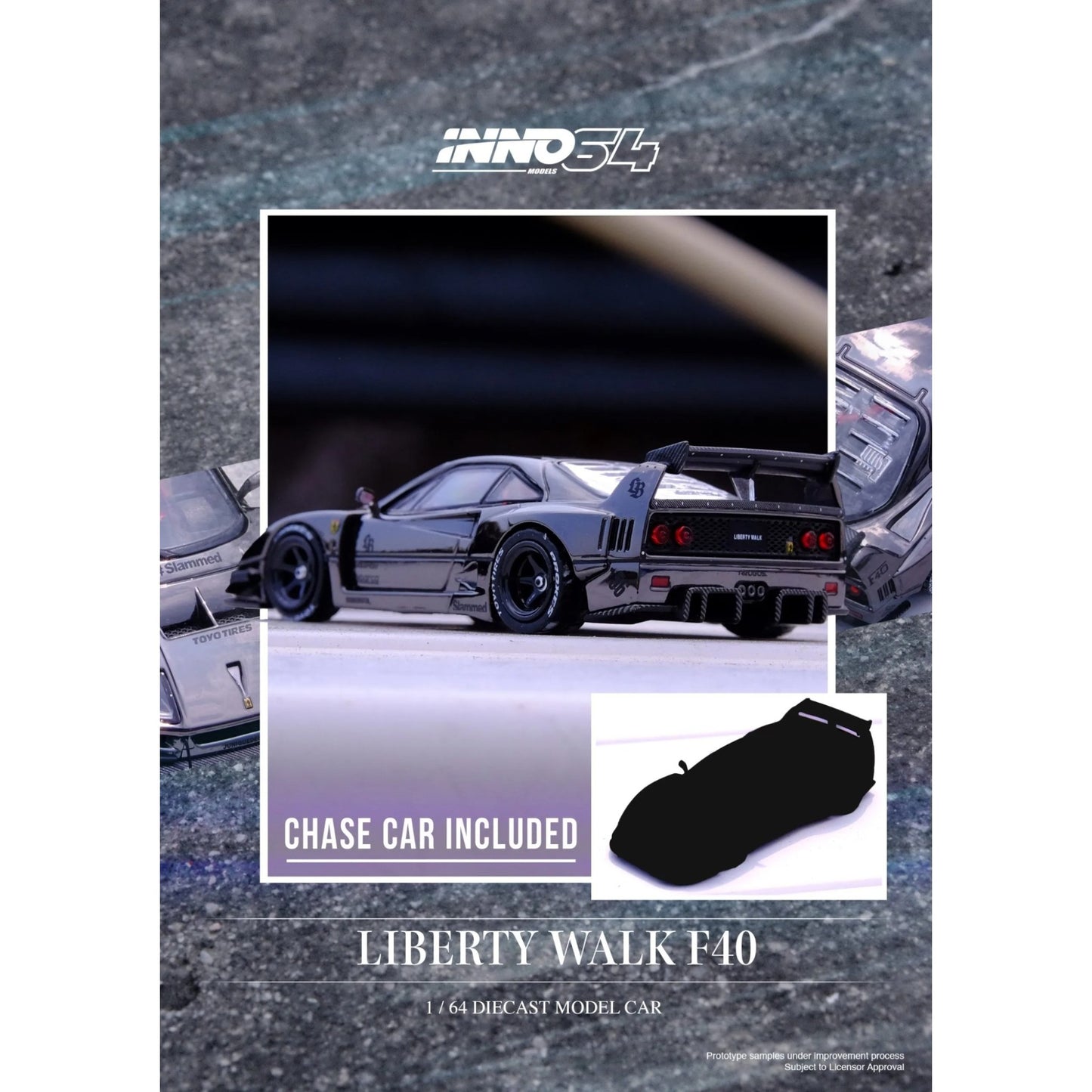 INNO64 - LBWK Ferrari F40 Chrome Black - 1:64 - IN64-LBWKF40-CHB