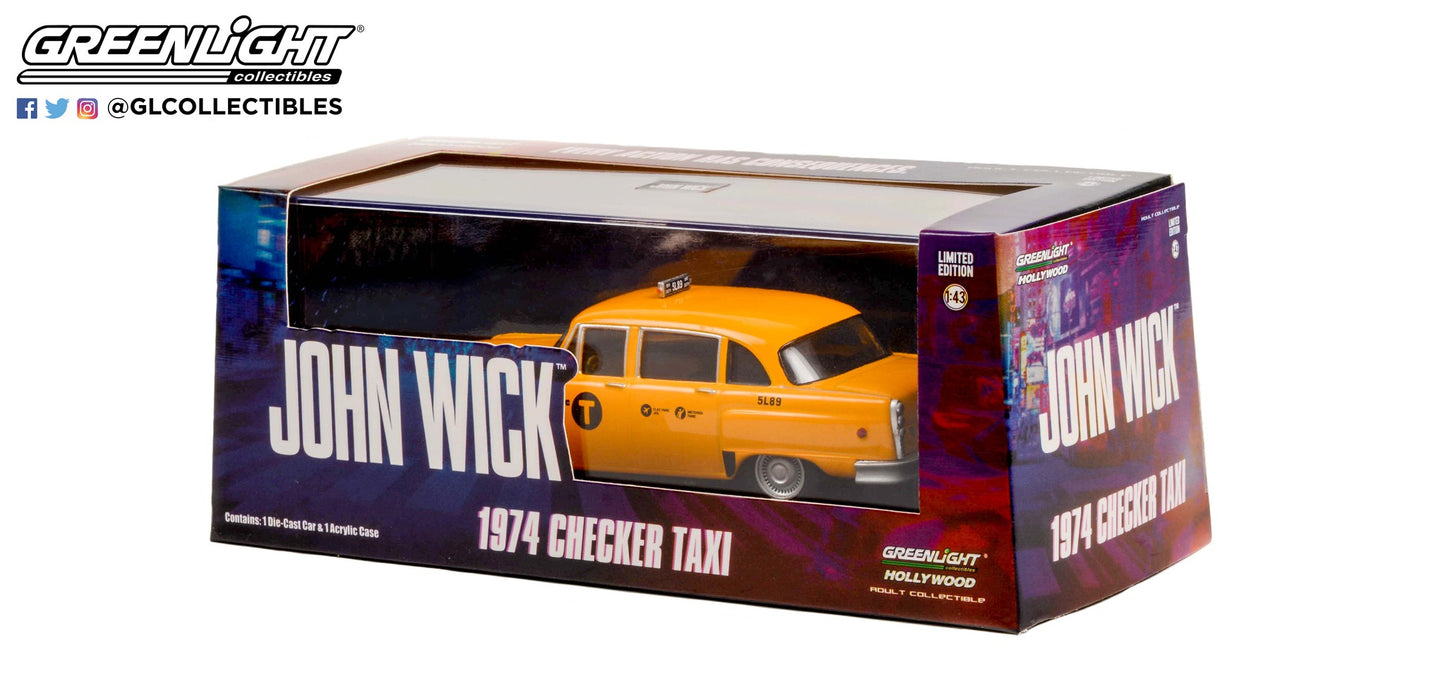 Greenlight - 1974 Checker N.Y.C. Taxi - John Wick - 86607 - 1:43 - Hollywood