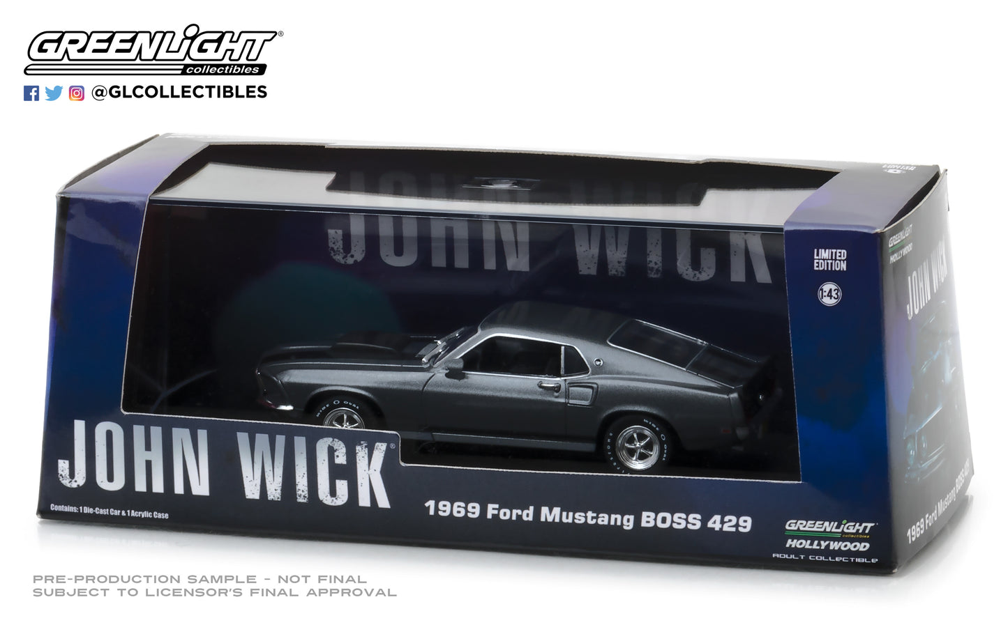 Greenlight - 1969 Ford Mustang Boss 429 - John Wick - 86540 - 1:43 - Hollywood