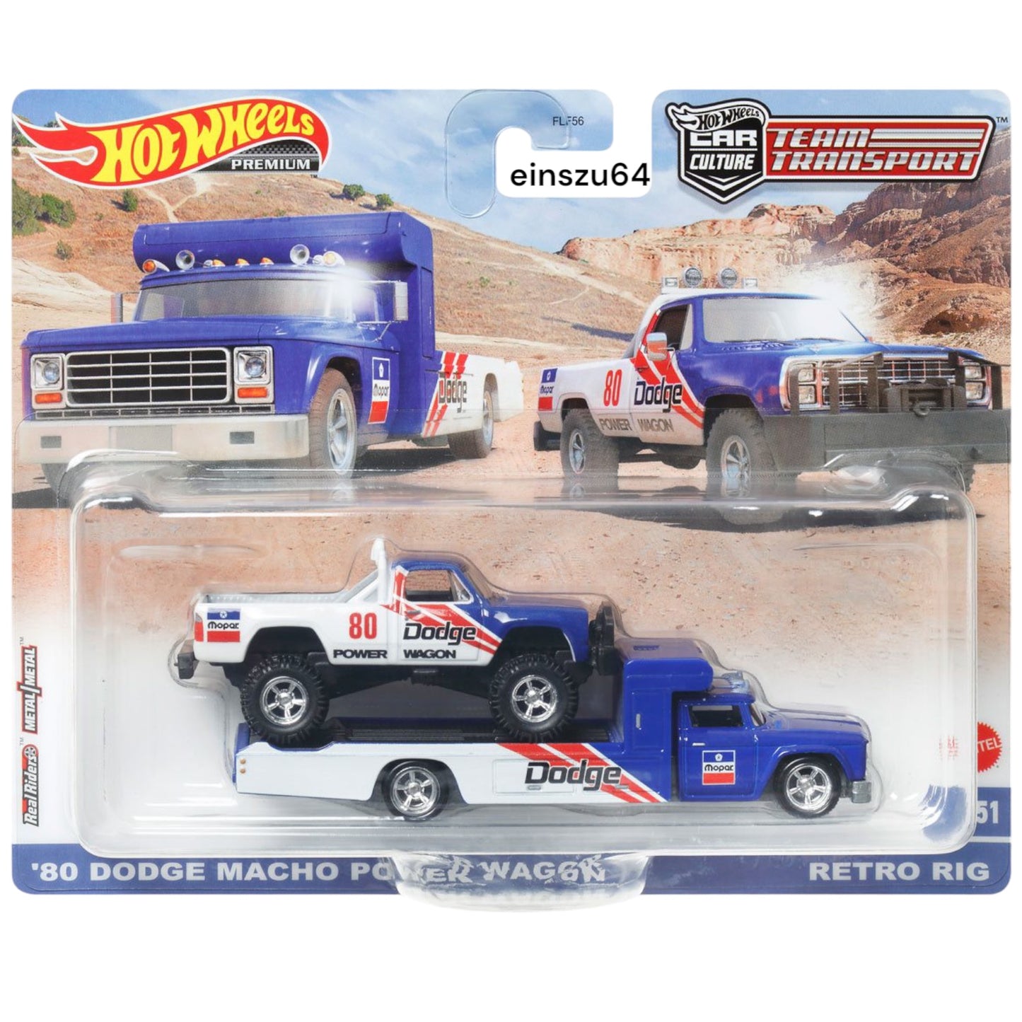 Hot Wheels 2023 - Team Transport - Dodge Macho Power Wagon + Retro Rig - #51 - HKF38