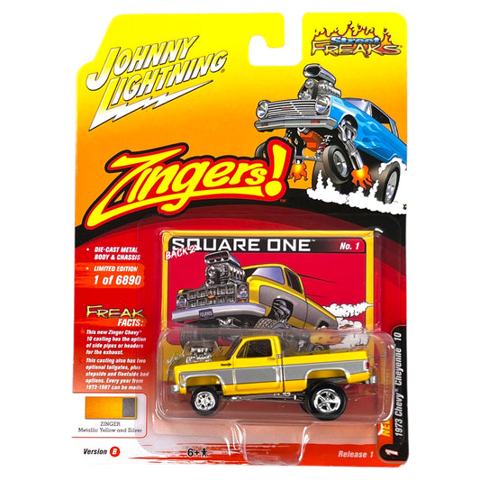 Johnny Lightning - Street Freaks - 1973 Chevrolet Cheyenne 10 Step Side  (Zinger), metallic yellow - 1:64