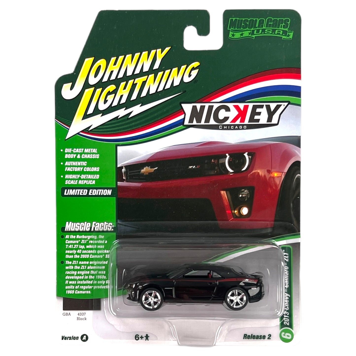 Johnny Lightning - Muscle Cars - 2013 NICKEY Chevrolet Camaro ZL1 Convertible, Gloss Black - 1:64