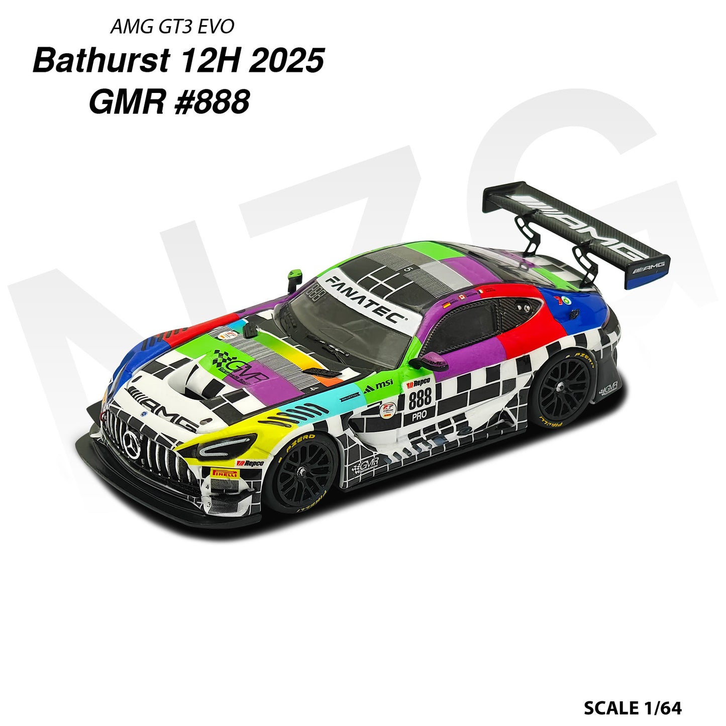 KiloWorks - Pre-Order - AMG GT3 EVO Team GMR Bathurst 12H #888 2025 - 114600001