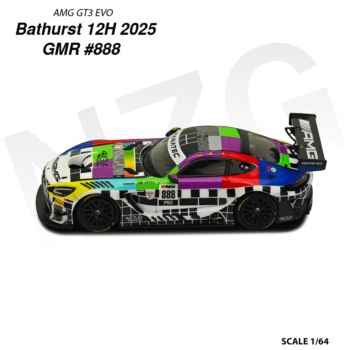 KiloWorks - Pre-Order - AMG GT3 EVO Team GMR Bathurst 12H #888 2025 - 114600001
