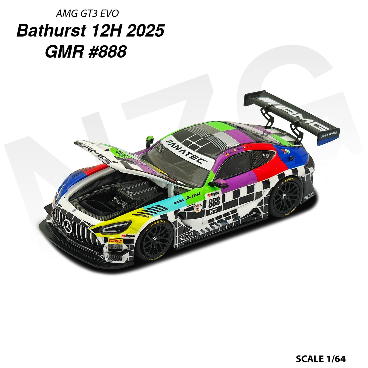 KiloWorks - Pre-Order - AMG GT3 EVO Team GMR Bathurst 12H #888 2025 - 114600001