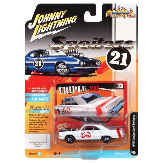 Johnny Lightning - Street Freaks - 1970 Dodge Dart (Spoilers) Gloss White - 1:64