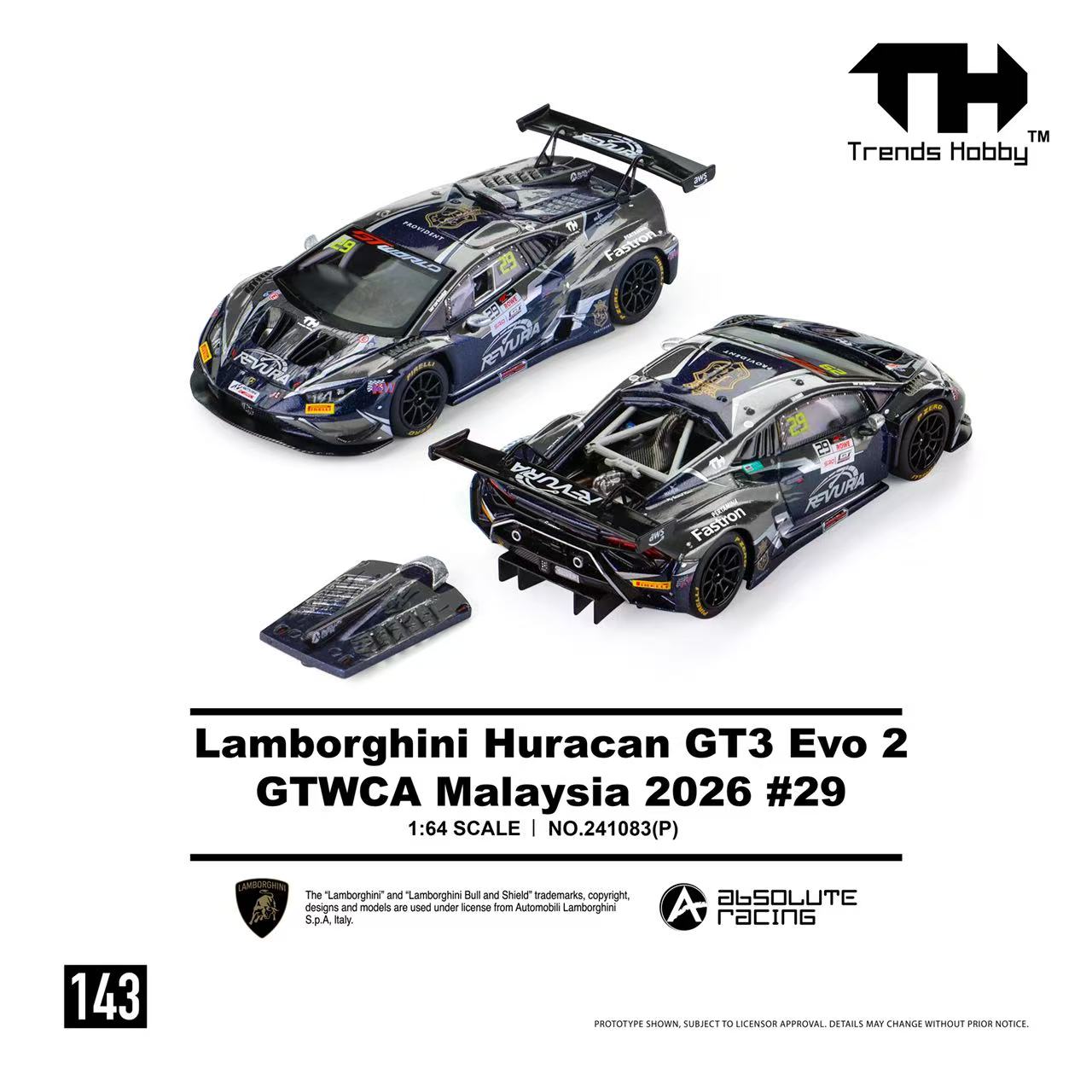 Trends Hobby - Pre-Order - Lamborghini Huracan GT3 EVO2 GTWCA Malaysia 2026 #29 - 241083(P)