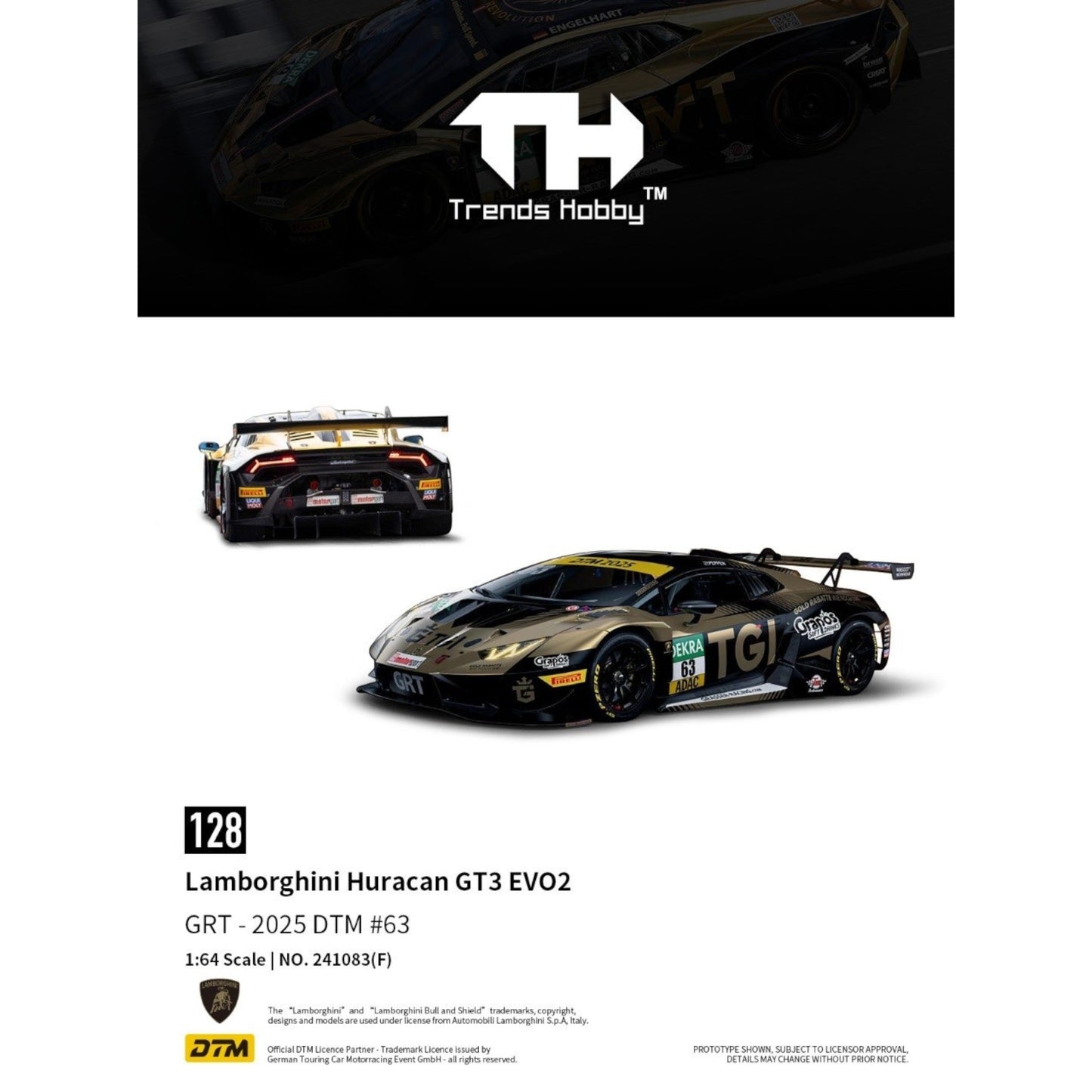 Trends Hobby - Pre-Order - Huracan GT3 EVO2 DTM 2025, #63 - 241083-(F)