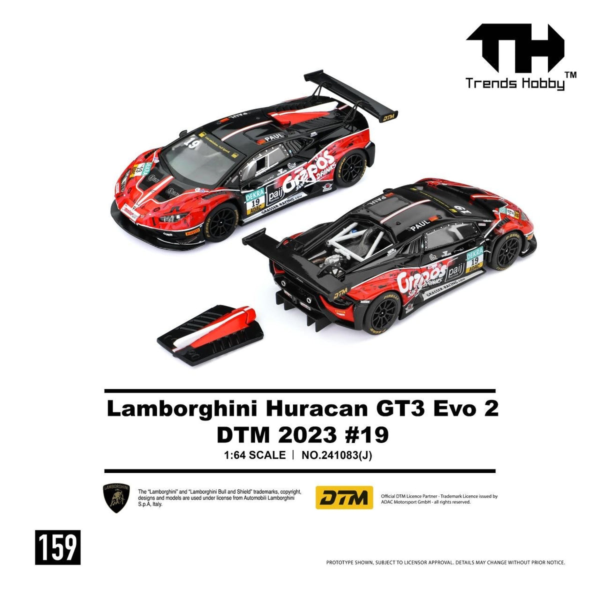 Trends Hobby - Pre-Order - Lamborghini Huracan GT3 EVO2 - DTM 2023 #19 - 241083-(J)