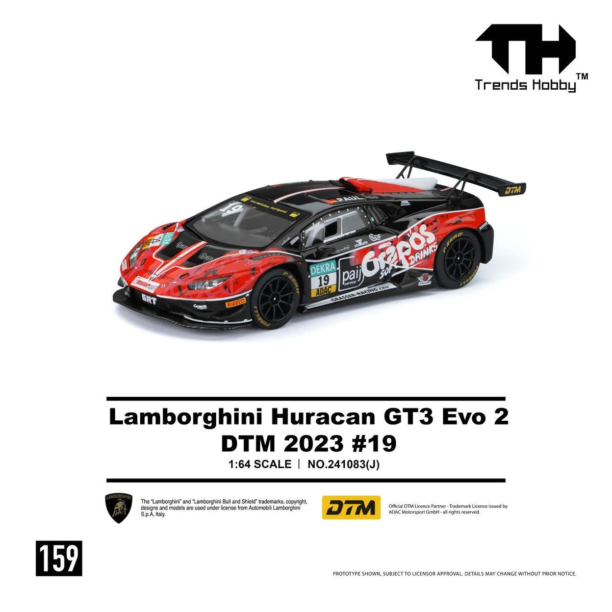 Trends Hobby - Pre-Order - Lamborghini Huracan GT3 EVO2 - DTM 2023 #19 - 241083-(J)