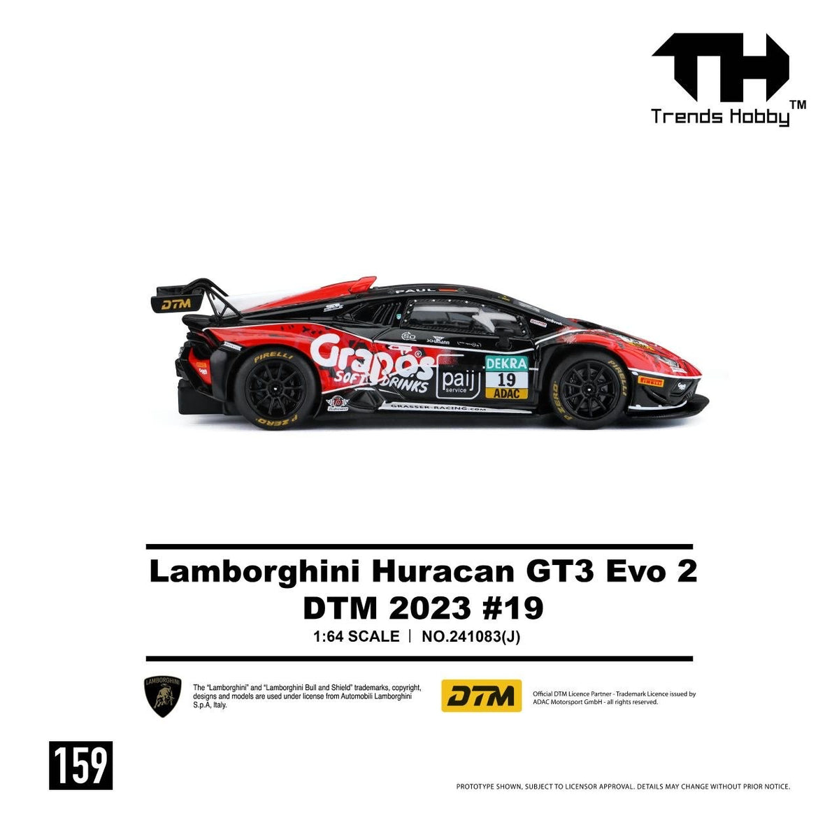 Trends Hobby - Pre-Order - Lamborghini Huracan GT3 EVO2 - DTM 2023 #19 - 241083-(J)
