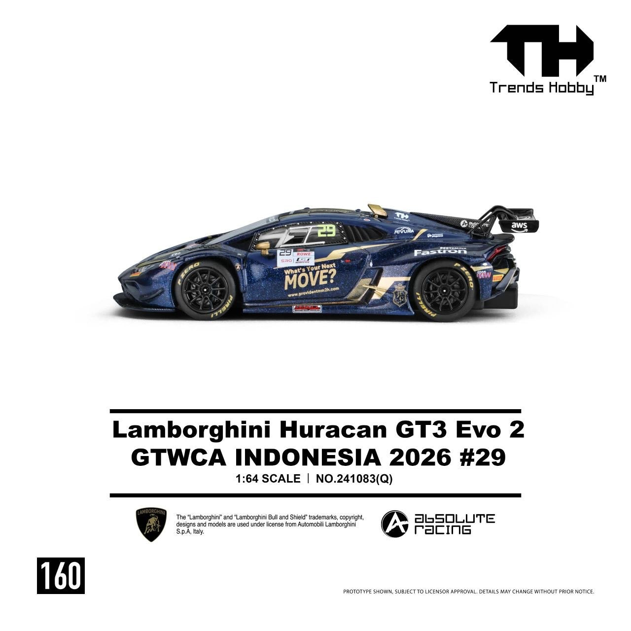Trends Hobby - Pre-Order - Lamborghini Huracan GT3 EVO2 - GTWCA Indonesia 2026 #29 - 241083-(Q)
