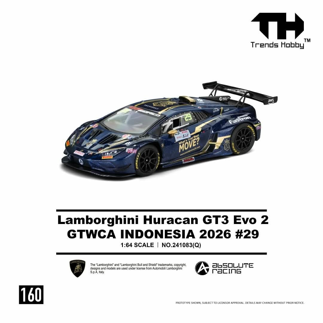 Trends Hobby - Pre-Order - Lamborghini Huracan GT3 EVO2 - GTWCA Indonesia 2026 #29 - 241083-(Q)