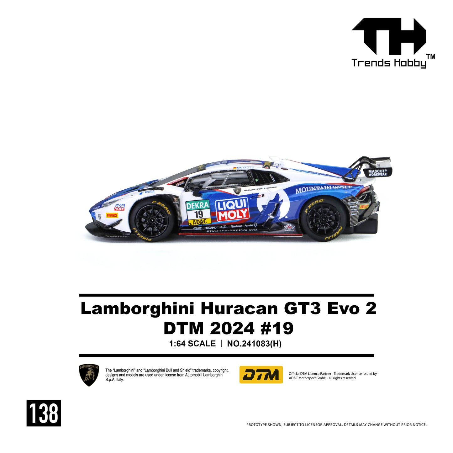 Trends Hobby - Pre-Order - Lamborghini Huracan GT3 EVO2 - DTM 2024 #19 - 241083(H)