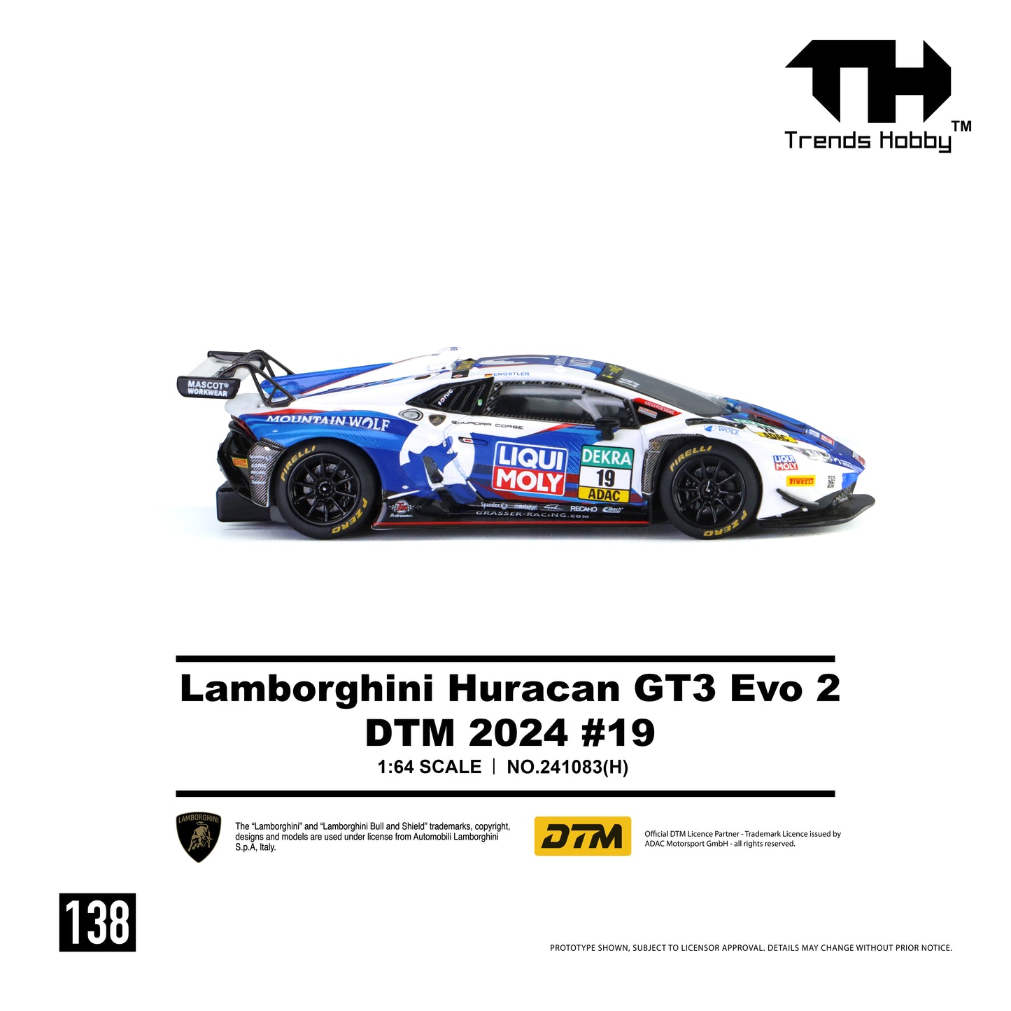 Trends Hobby - Pre-Order - Lamborghini Huracan GT3 EVO2 - DTM 2024 #19 - 241083(H)