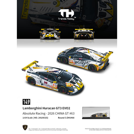 Trends Hobby - Pre-Order - Lamborghini Huracan GT3 EVO2 - Absolute Racing 2026 China GT #63 - 241083(S)