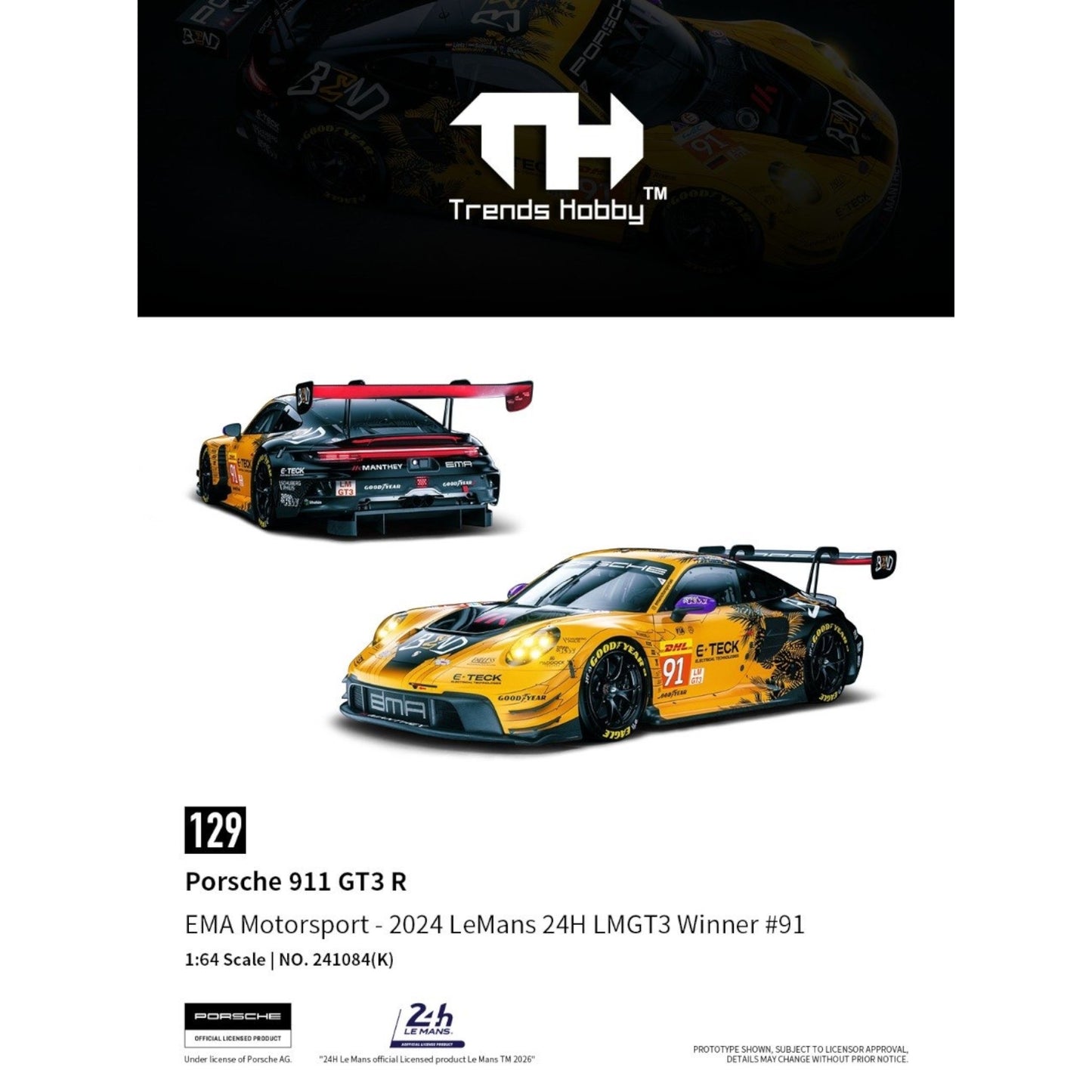 Trends Hobby - Pre-Order - Porsche 911 GT3 R LeMans 24H 2024, #91 - 241084-(K)