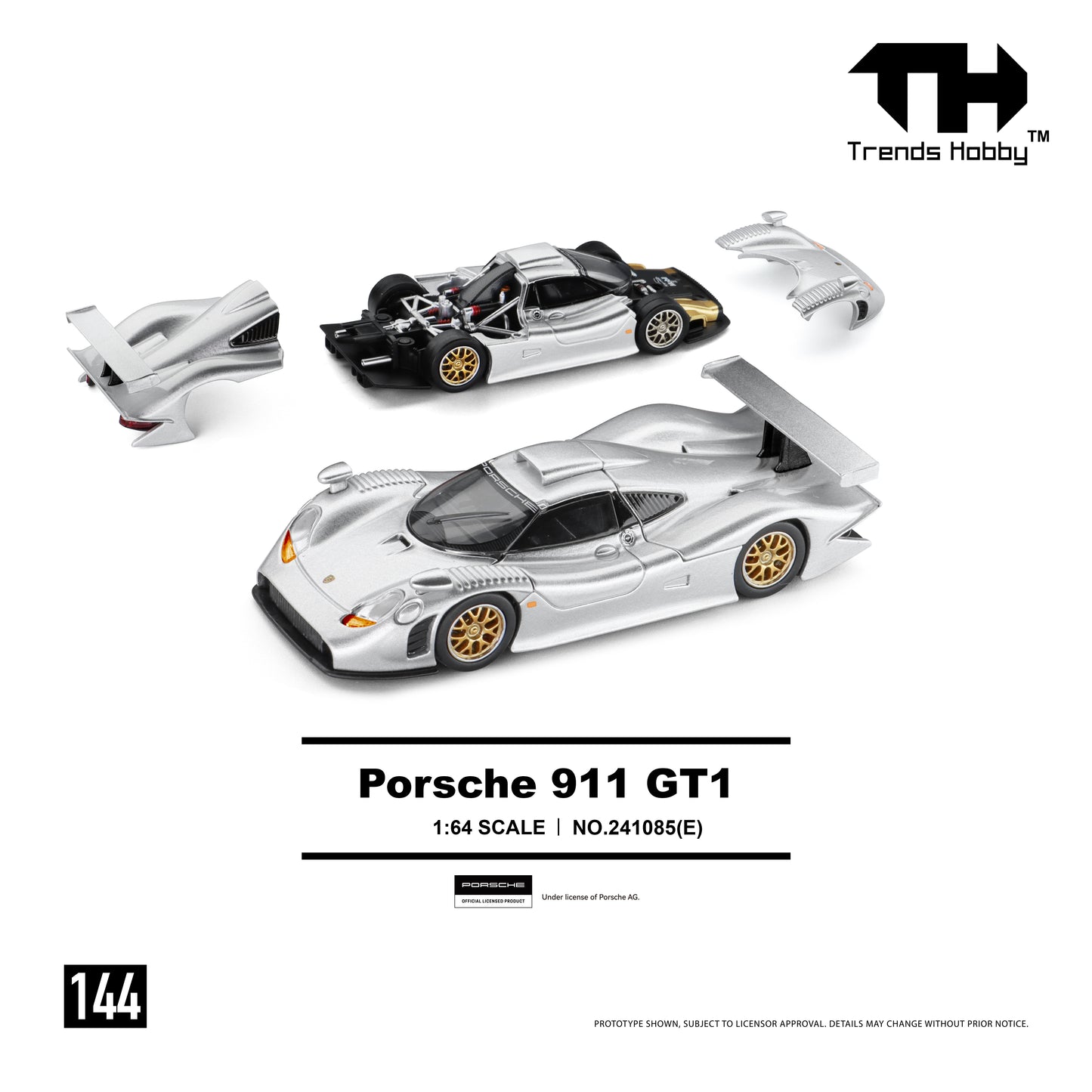 Trends Hobby - Pre-Order - Porsche 911 GT1, silver - 241085(E)