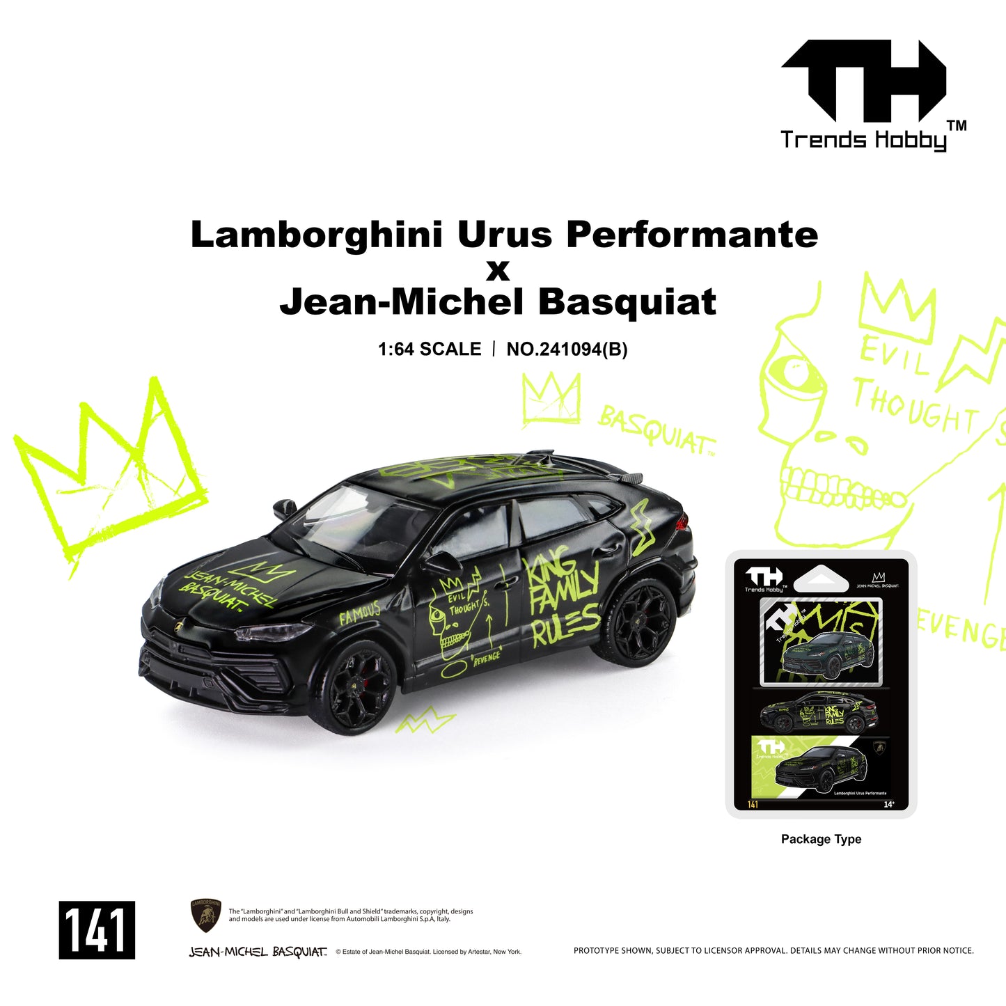 Trends Hobby - Pre-Order - Lamborghini Urus Performante x Jean-Michel Basquiat Black - 241094(B)
