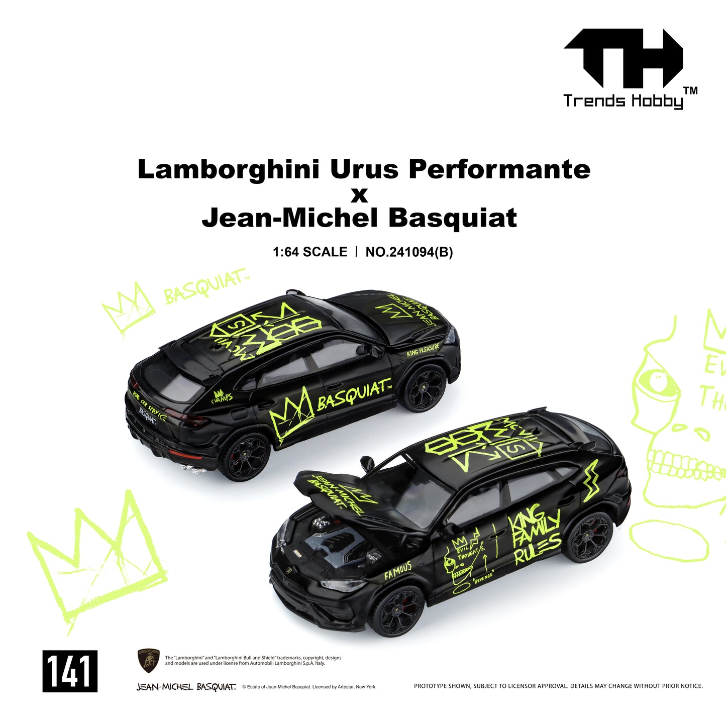 Trends Hobby - Pre-Order - Lamborghini Urus Performante x Jean-Michel Basquiat Black - 241094(B)